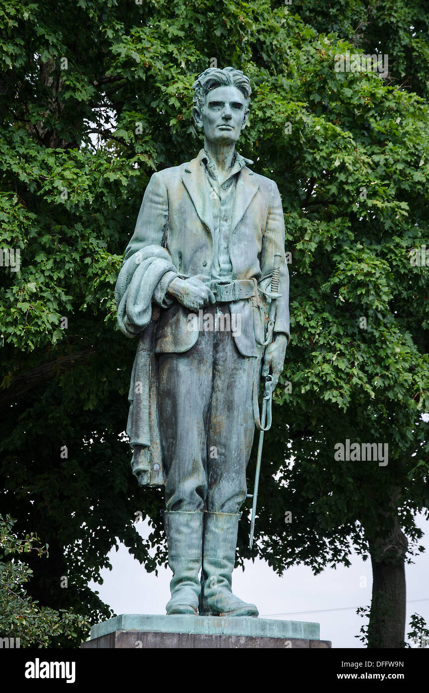 Statua di Abraham Lincoln in uniforme in Dixon, Illinois Foto Stock