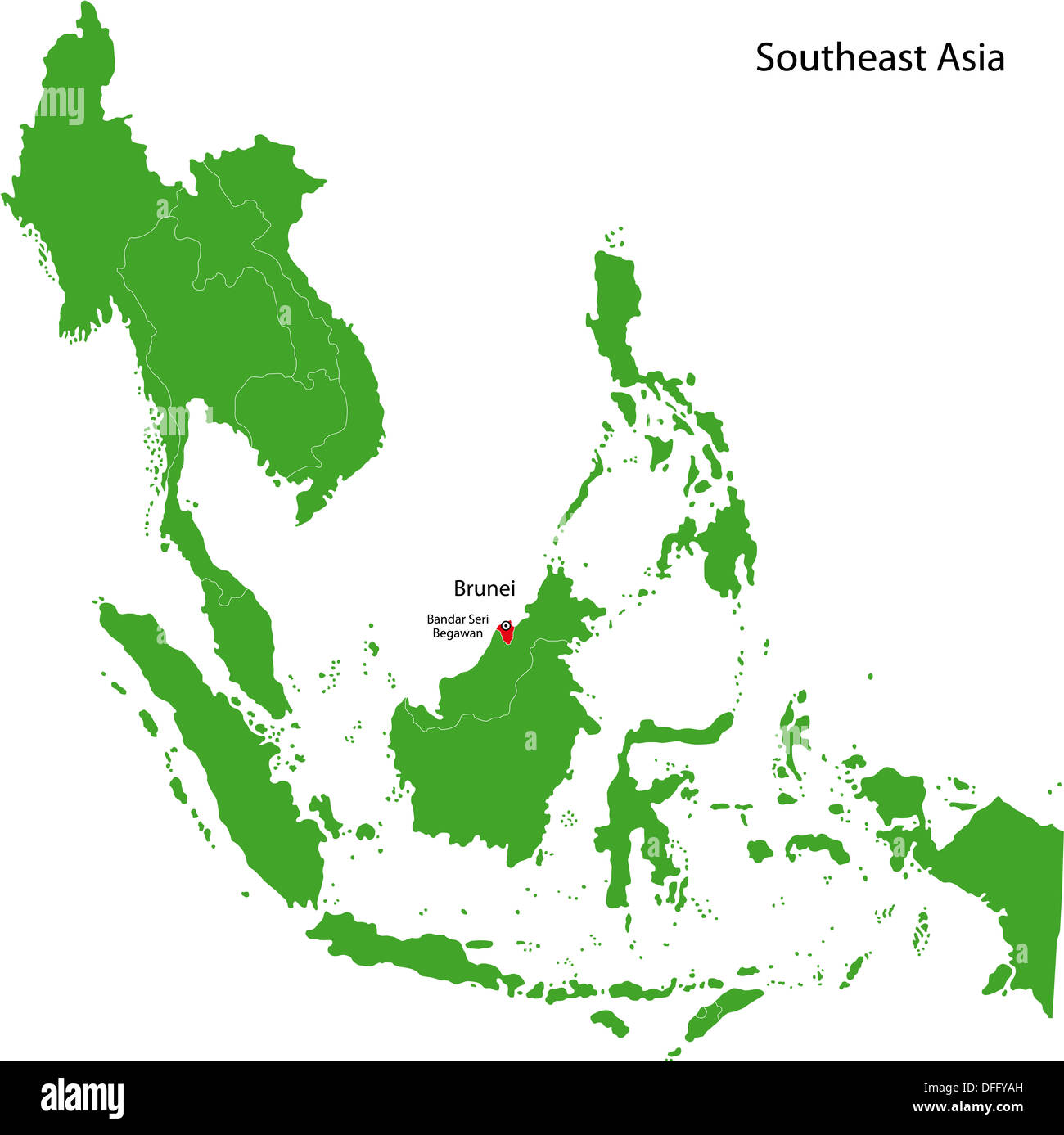 Mappa di Brunei Foto Stock