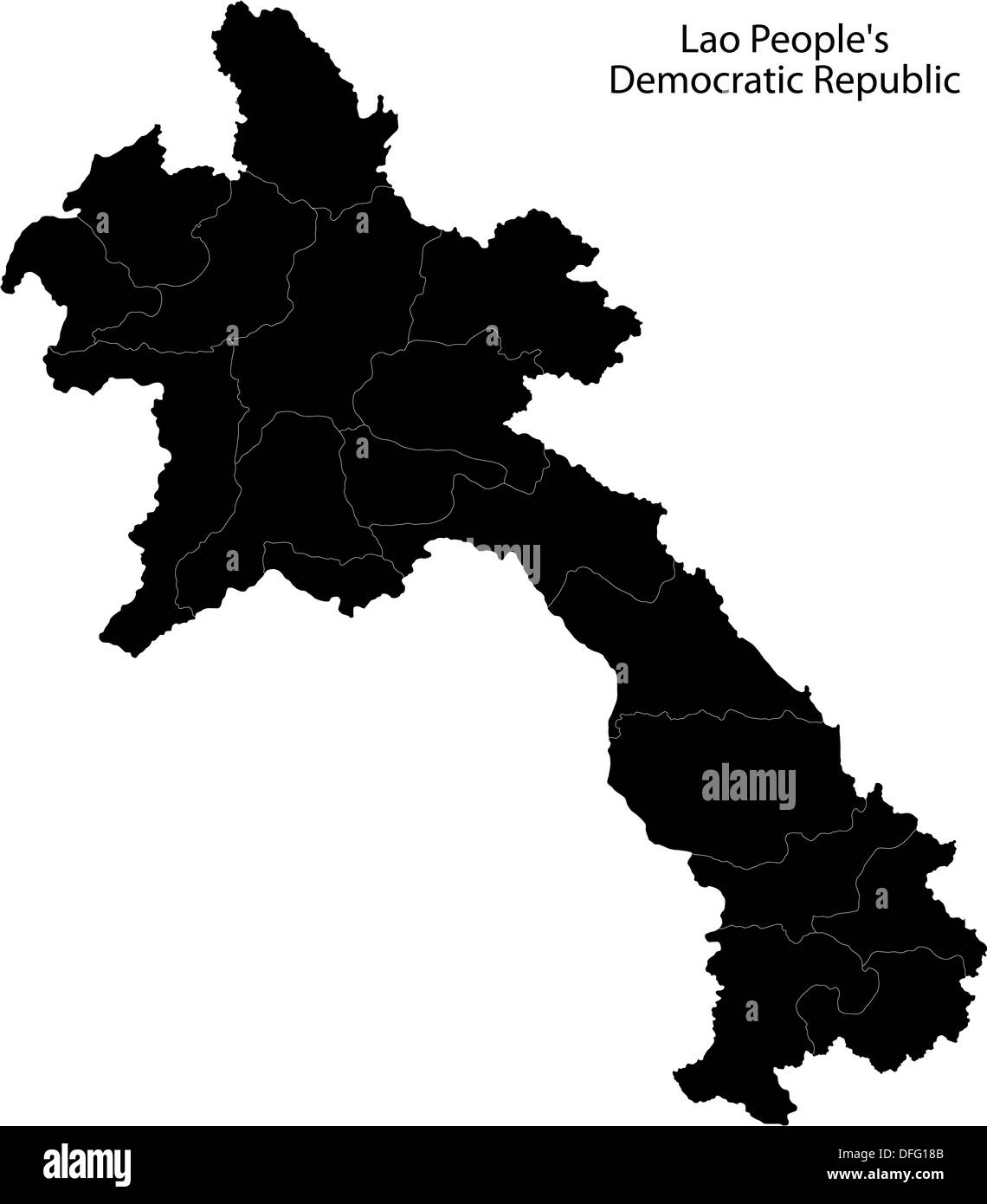 Mappa Laos nero Foto Stock