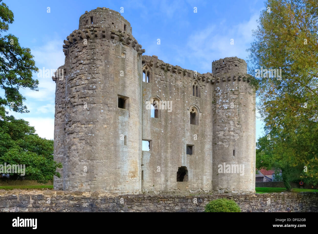 Il Castello di Nunney, Somerset, Inghilterra, Regno Unito Foto Stock