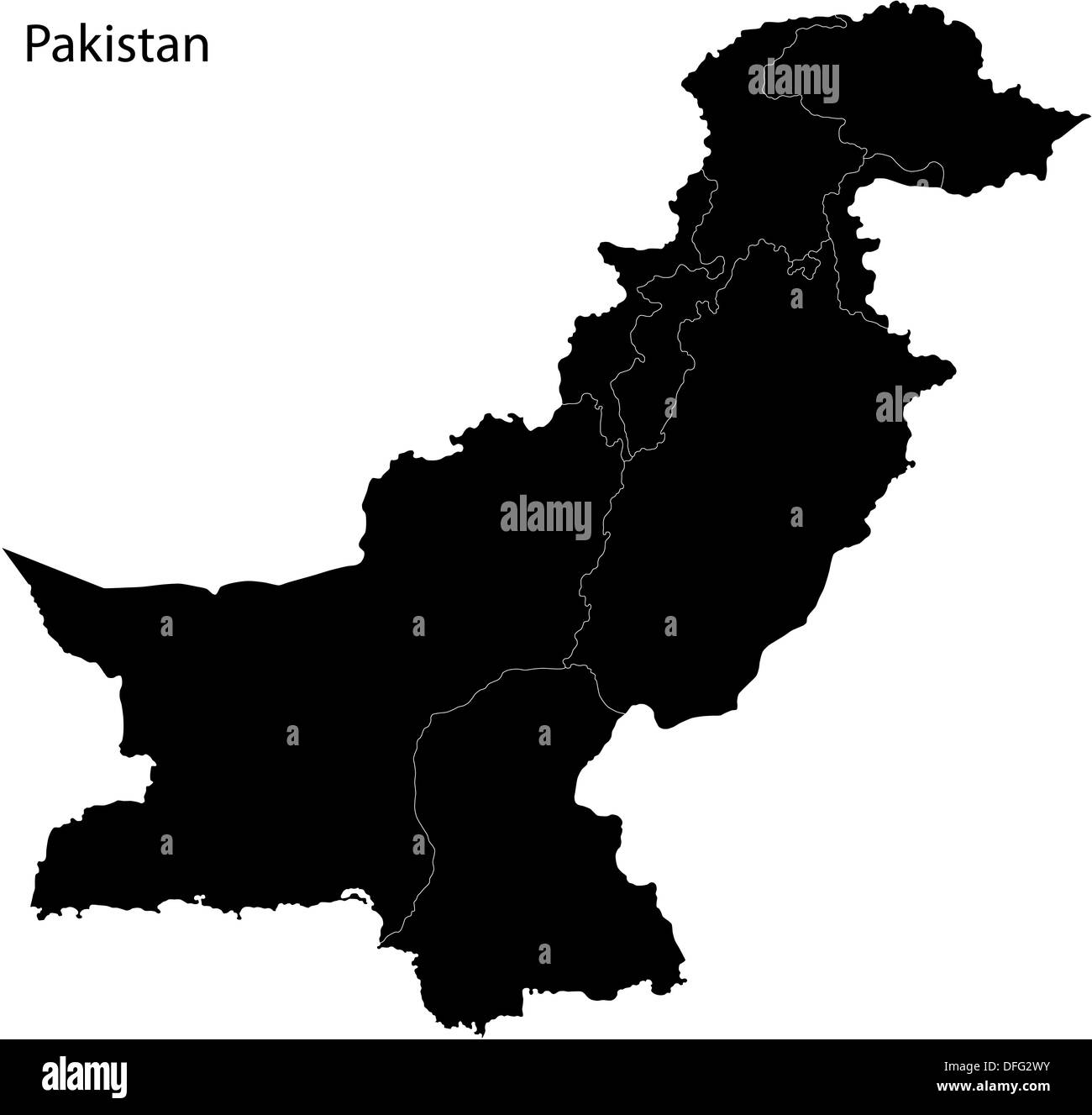 Nero mappa Pakistan Foto Stock