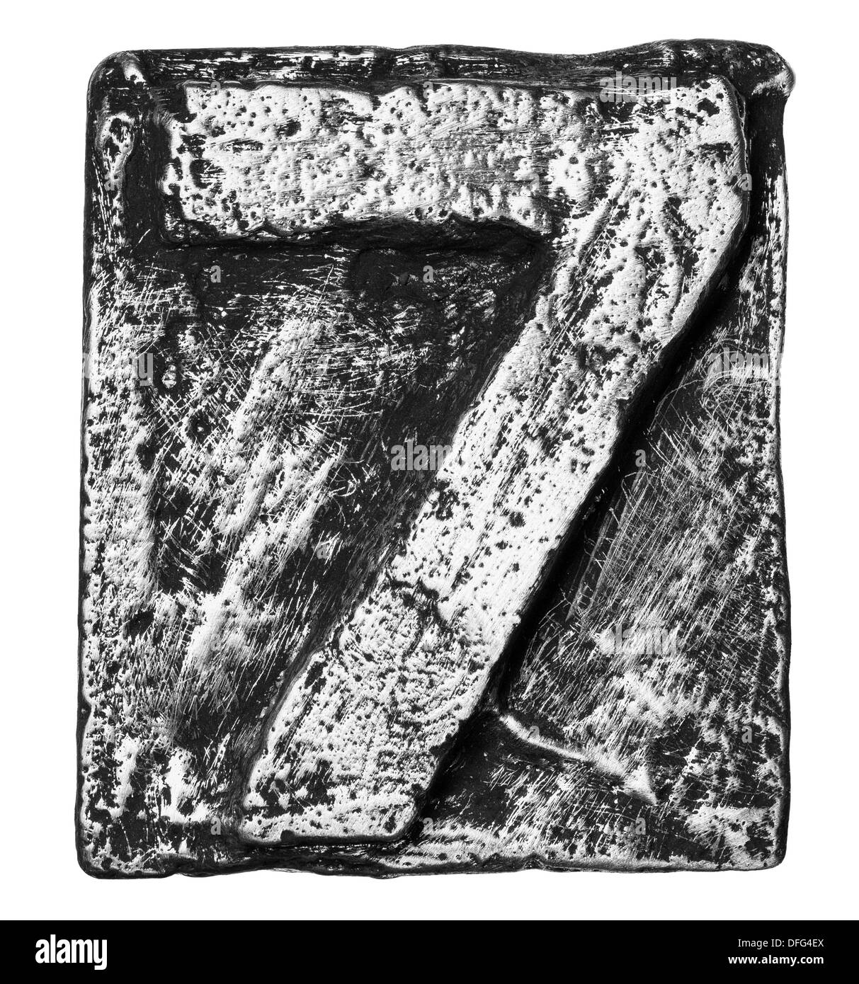 Lega di metallo alfabeto numero 7 Foto Stock