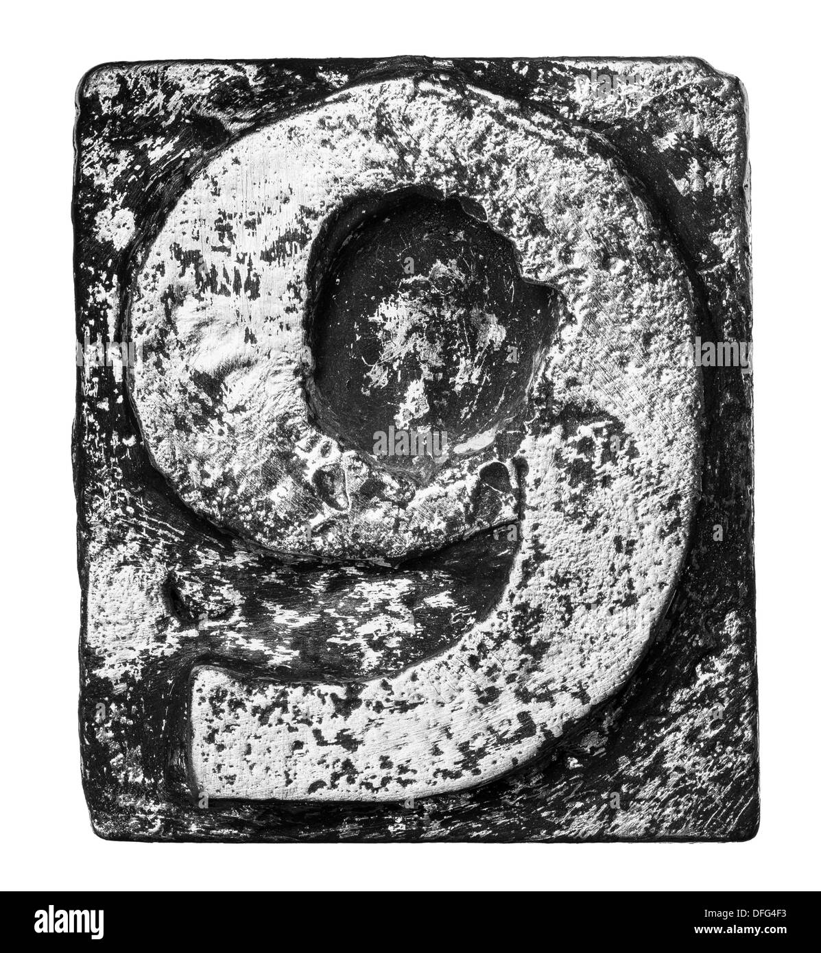 Lega di metallo Alphabet Number 9 Foto Stock