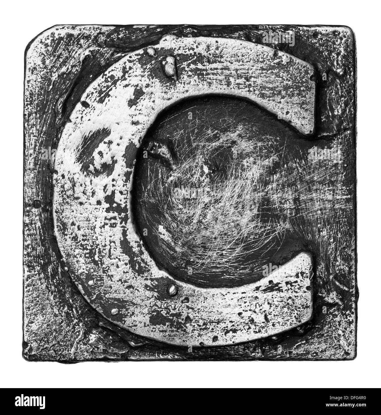 Lega di metallo alfabeto lettera C Foto Stock