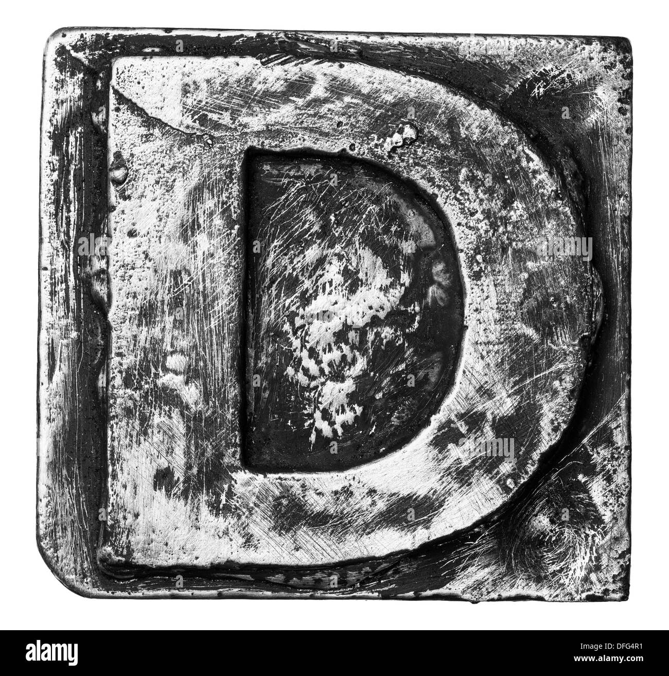 Lega di metallo alfabeto lettera D Foto Stock