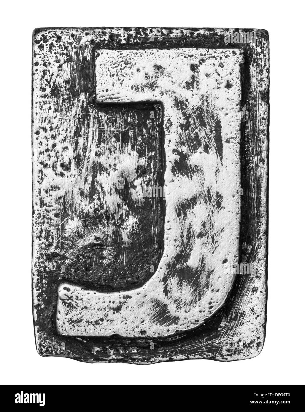 Lega di metallo alfabeto lettera J Foto Stock