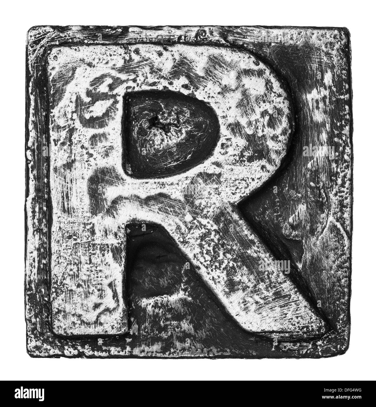 Lega di metallo alfabeto lettera R Foto Stock