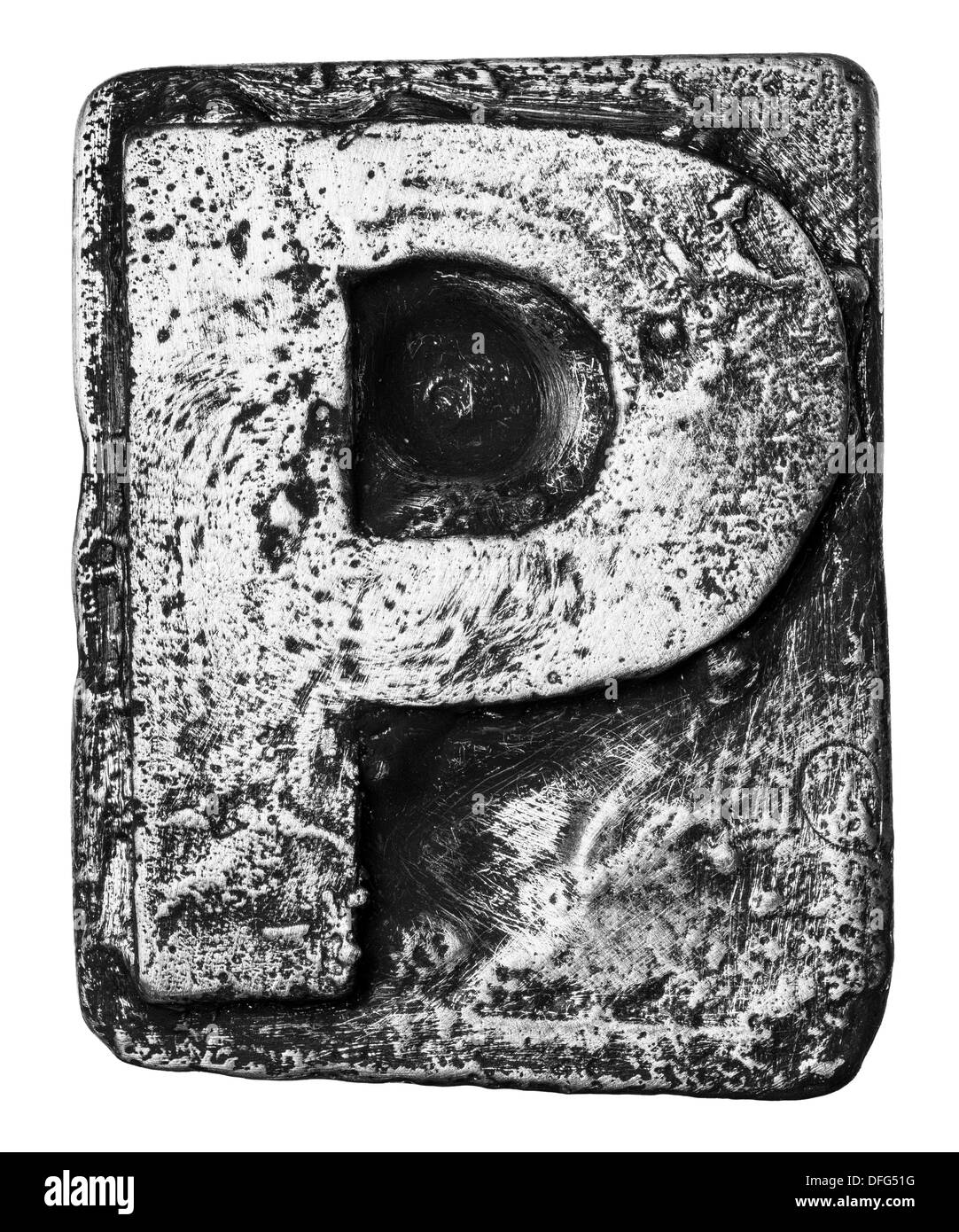 Lega di metallo alfabeto lettera P Foto Stock