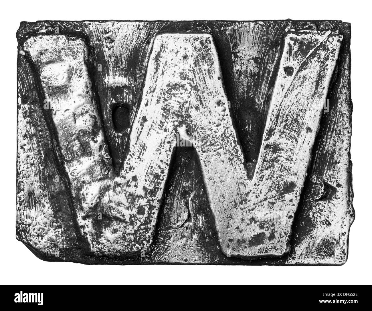 Lega di metallo alfabeto lettera W Foto Stock