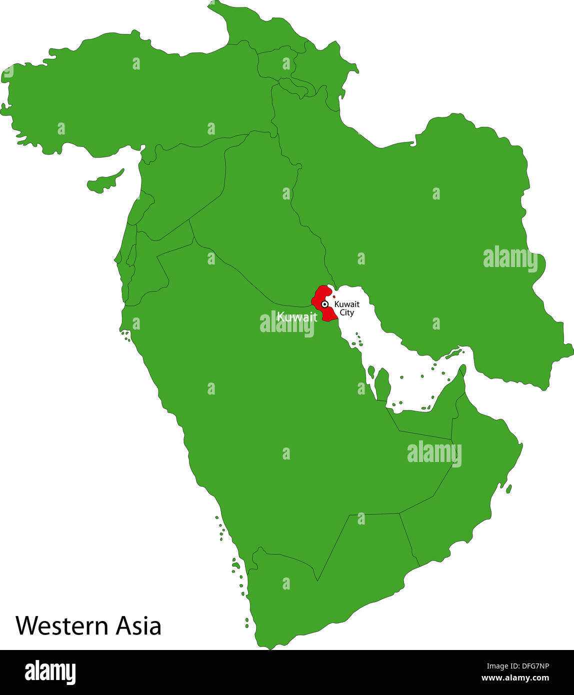 Mappa di Kuwait Foto Stock