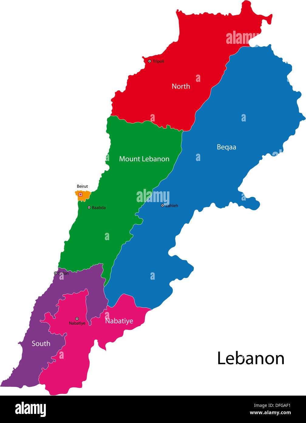 Mappa di Libano Foto Stock