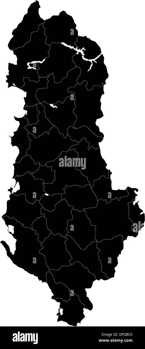 Nero mappa Albania Foto Stock