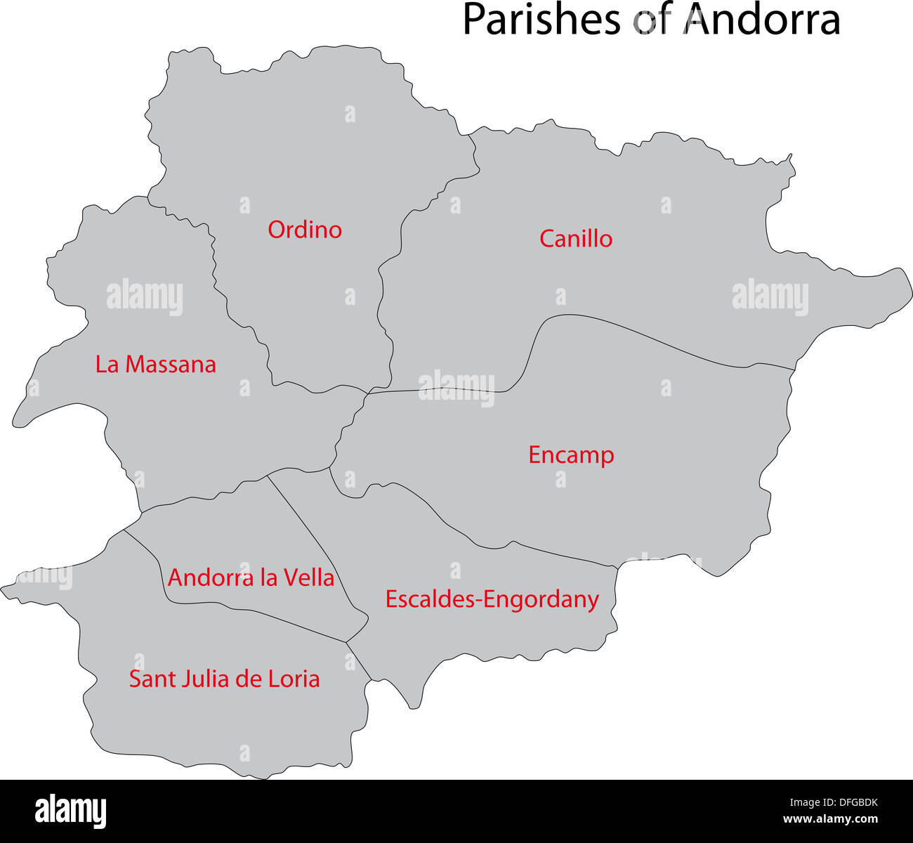 Mappa di Andorra Foto Stock
