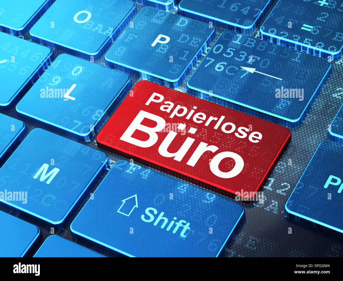 Il concetto di business: Papierlose Buro(tedesco) sulla tastiera del computer b Foto Stock