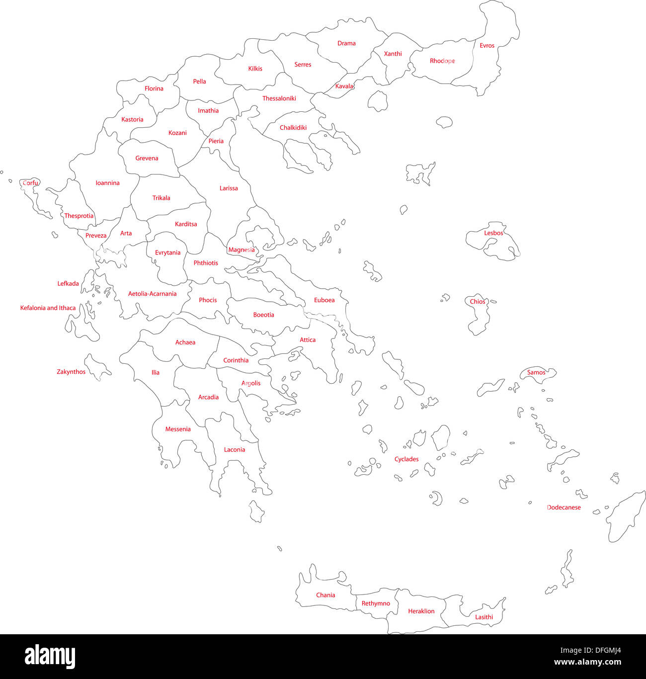 Contorno mappa della Grecia Foto Stock