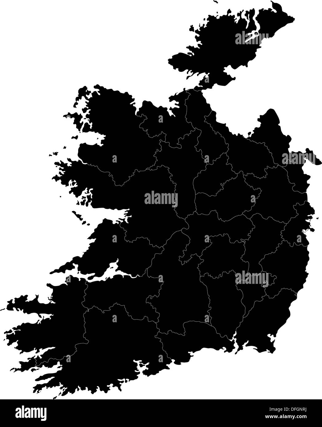 Nero mappa Irlanda Foto Stock