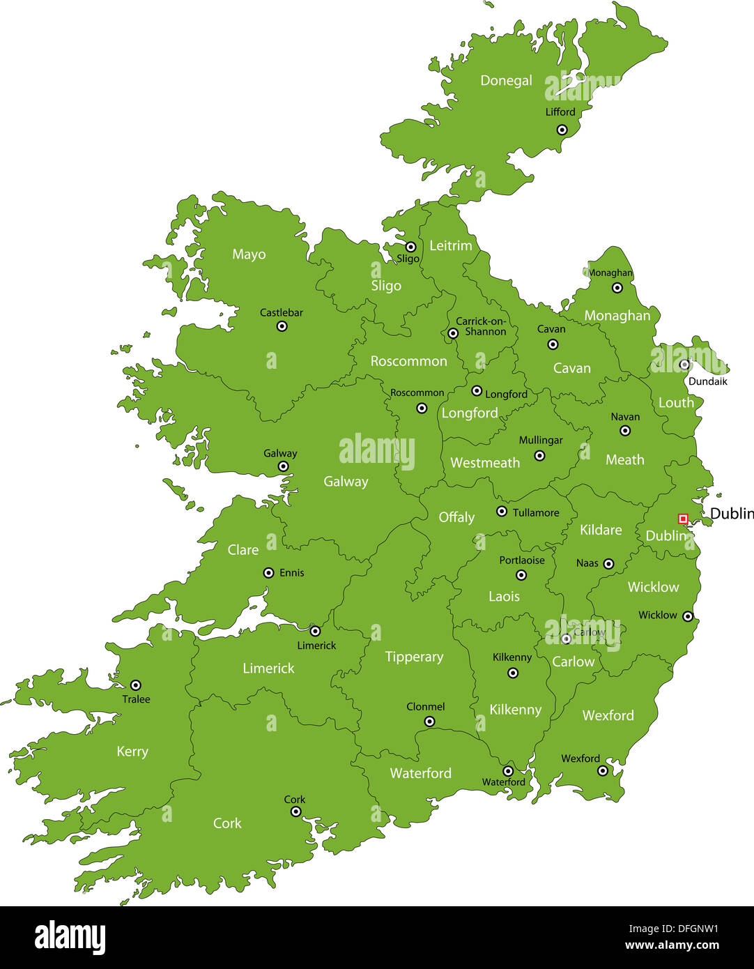 Verde Irlanda mappa Foto Stock