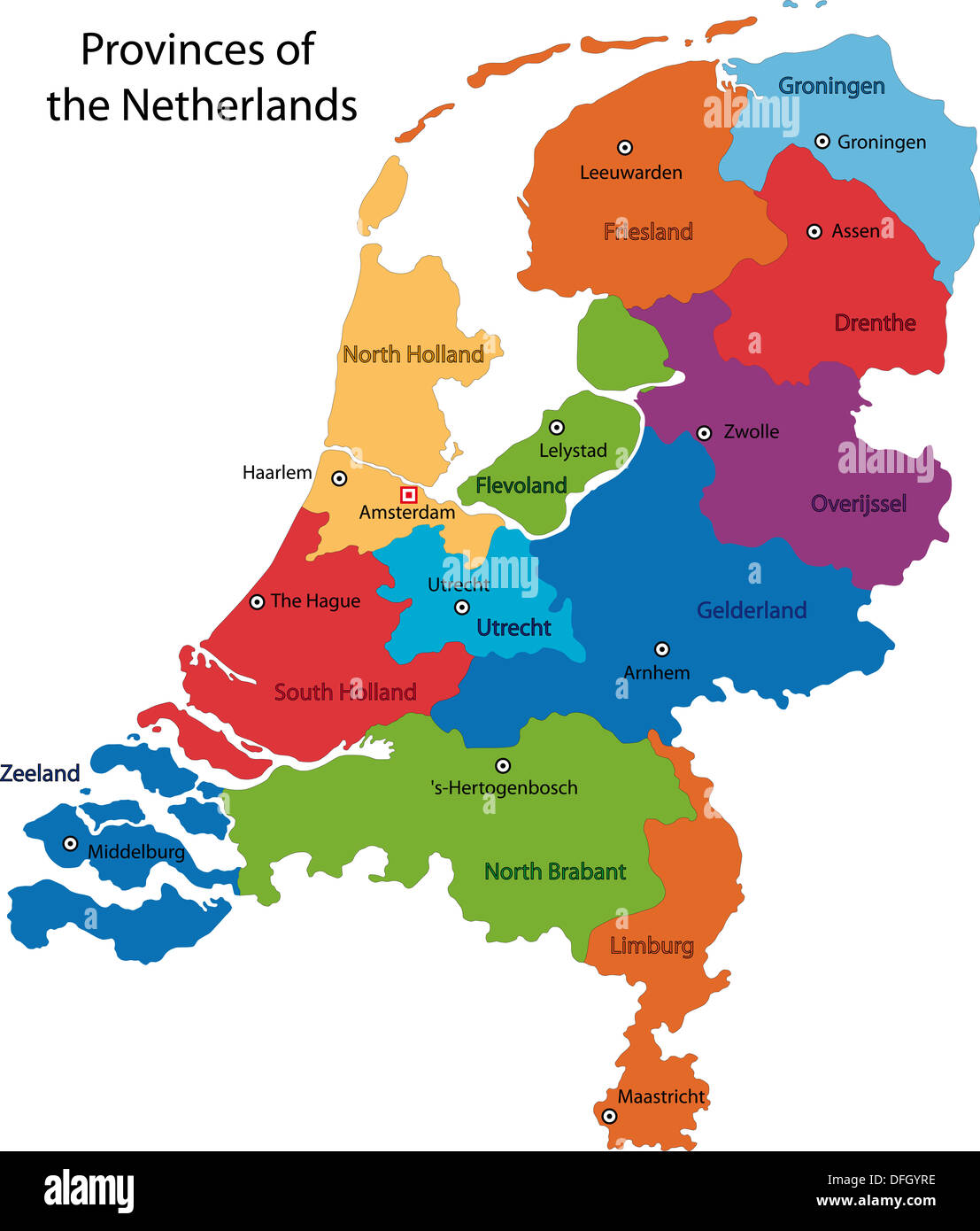 Mappa di Paesi Bassi Foto Stock