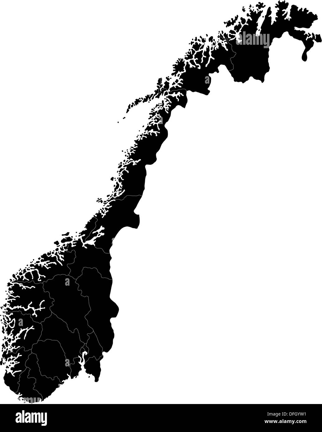 Nero mappa Norvegia Foto Stock