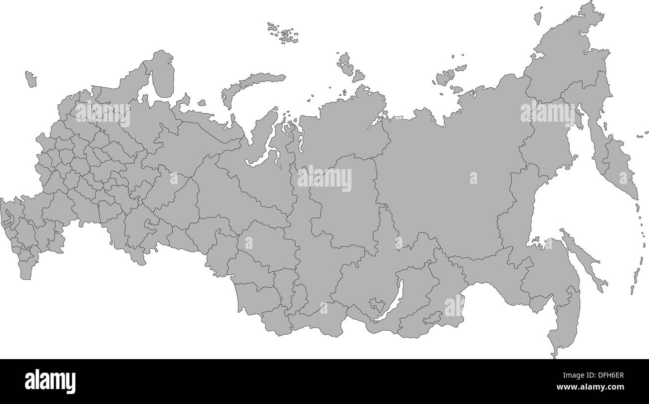 Mappa di Russia grigio Foto Stock