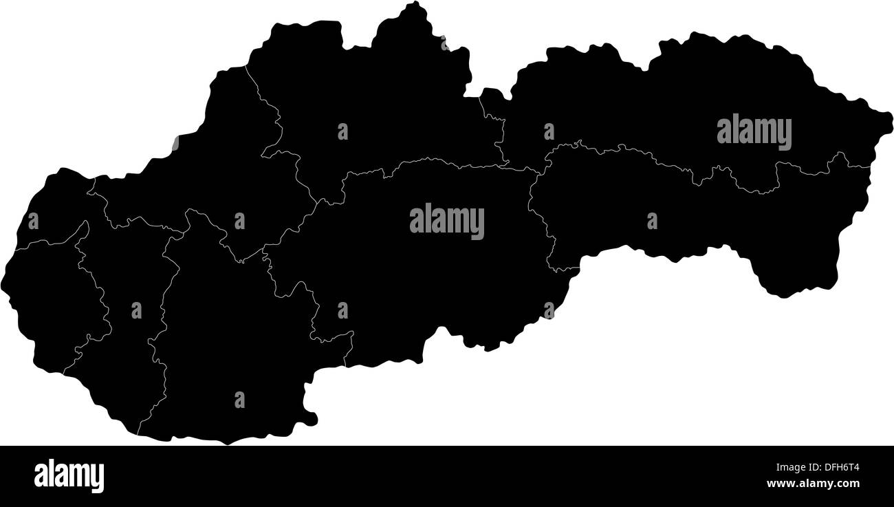 Nero mappa Slovacchia Foto Stock