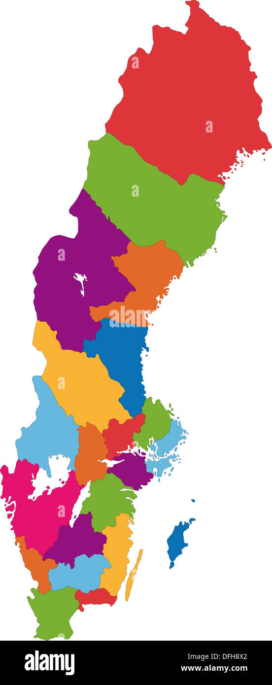 Mappa di Svezia Foto Stock