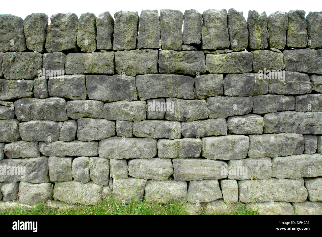 In pietra a secco parete che divide i campi su Pennine Way nello Yorkshire Regno Unito Foto Stock