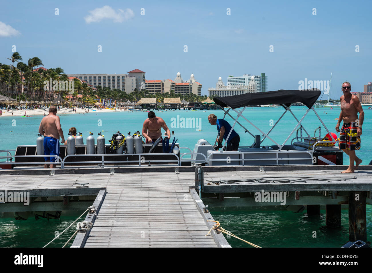 Hadicurari spiaggia pescatori del dock di Aruba reti da pesca Foto Stock
