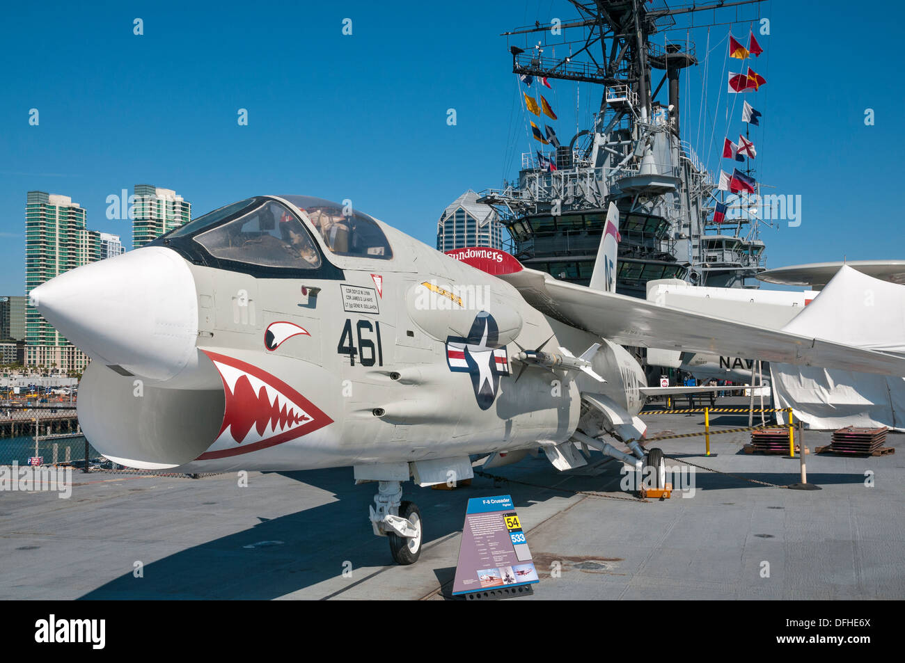 California, San Diego, USS Midway Museum, F-8 Crusader aeromobile Foto Stock
