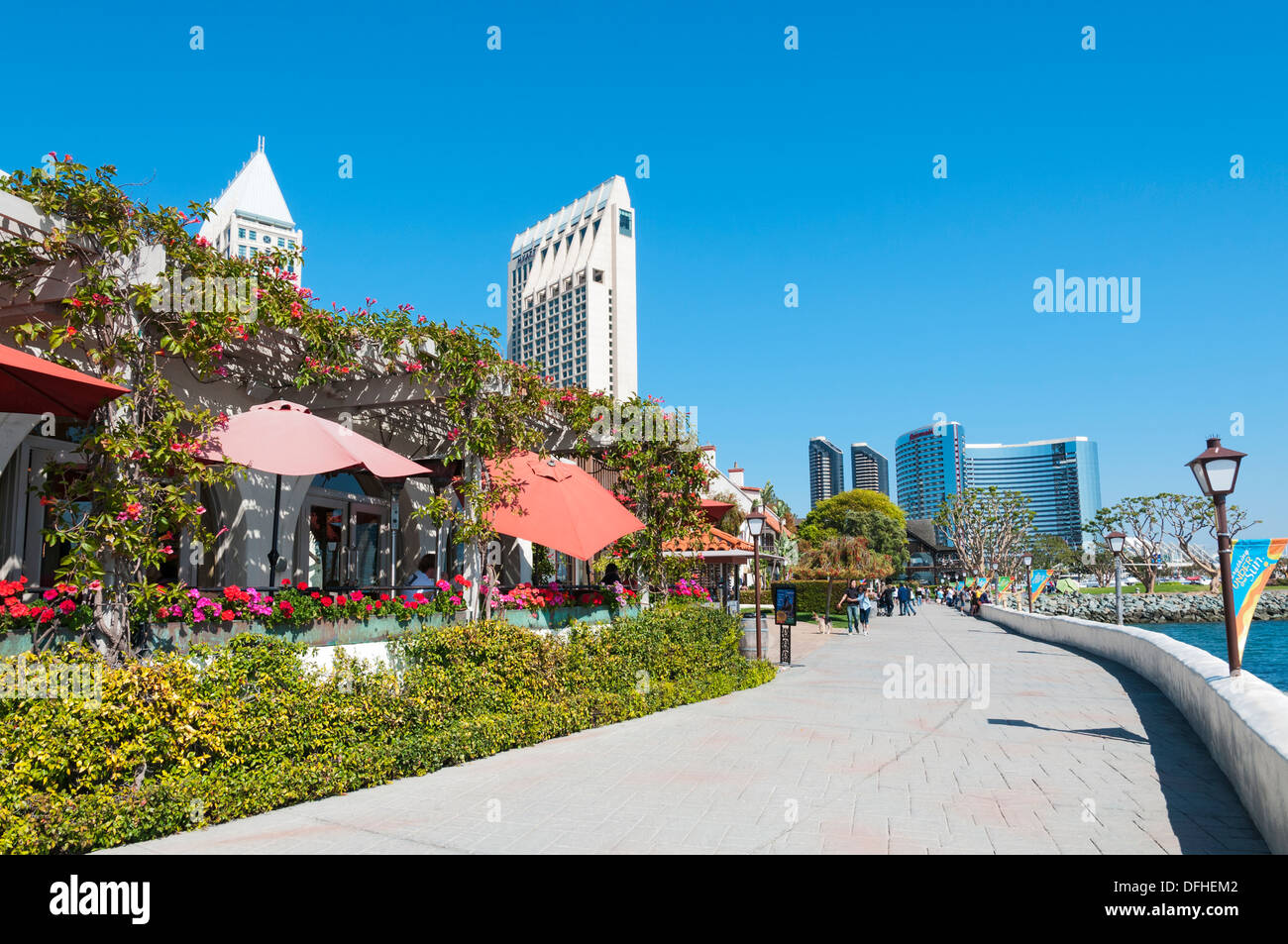California di San Diego, il Seaport Village, ristorante Foto Stock
