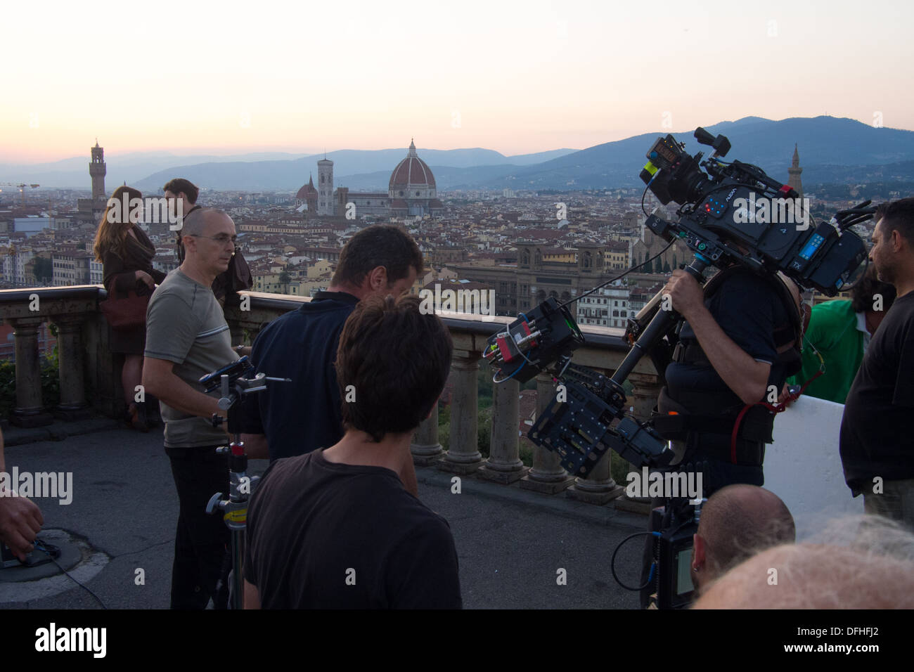 Vista dal Piazzale Michelangelo durante un professional photo shoot, Firenze, Toscana, Italia Foto Stock