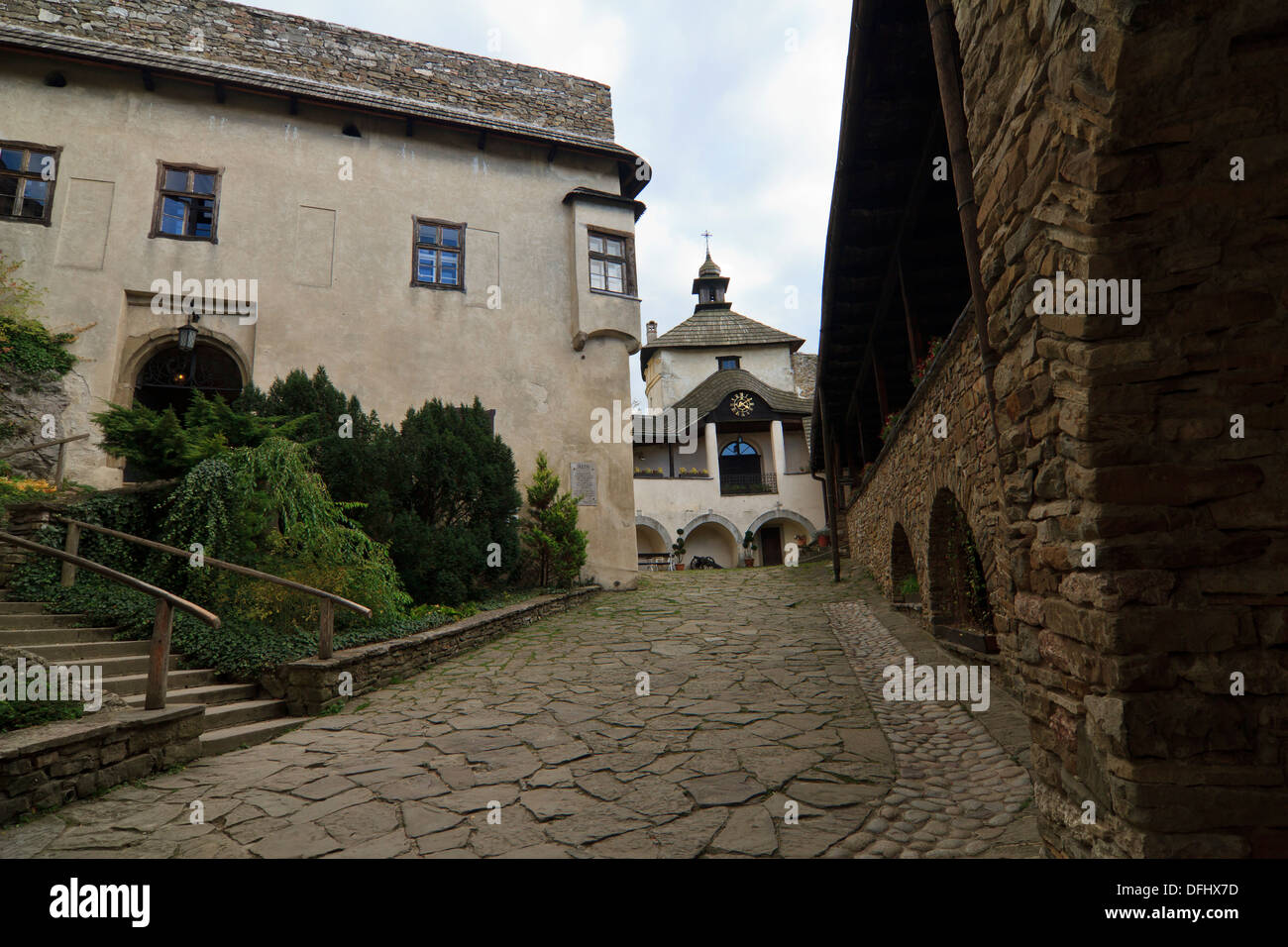 Cortile del Castello di Niedzica, Polonia meridionale. Foto Stock