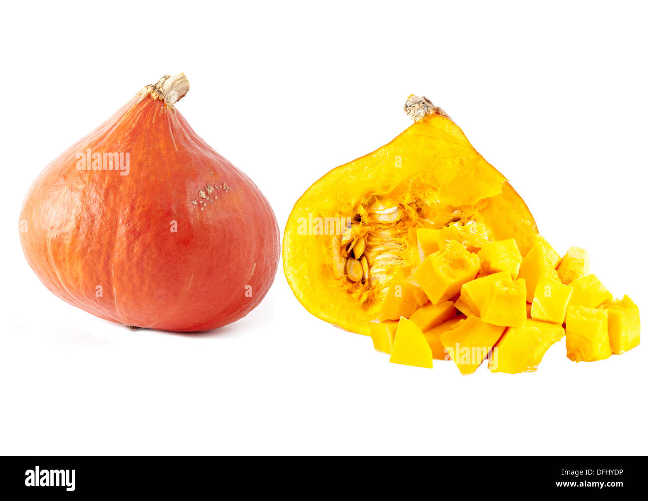 Arancione Zucca di Hokkaido (Red kuri squash) Foto Stock