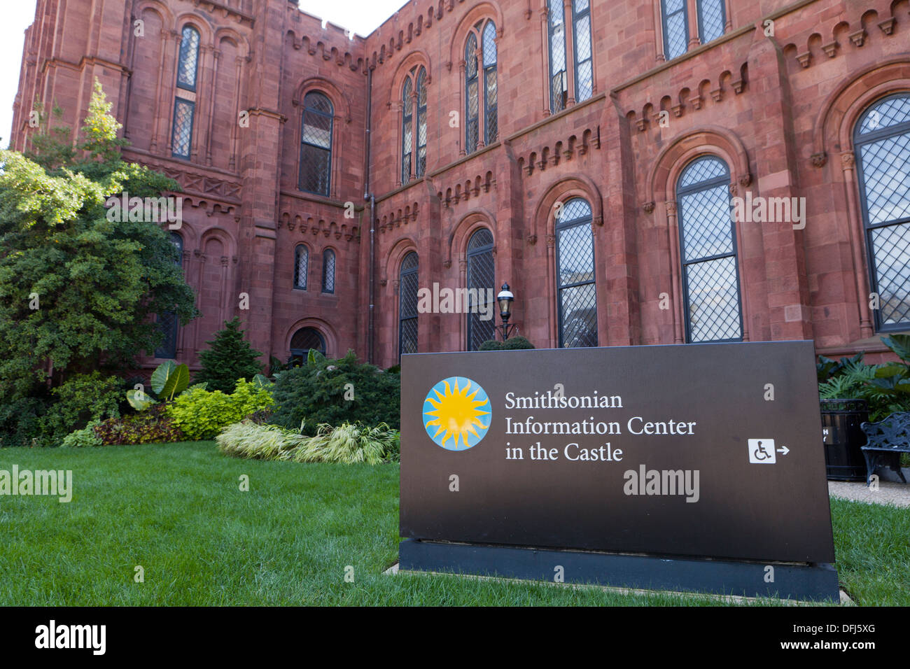Informazioni Smithsonian Center, il castello - Washington DC, Stati Uniti d'America Foto Stock