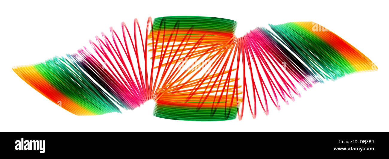 Molla Slinky toy isolato su bianco. Rainbow giocattolo a molla Foto stock -  Alamy