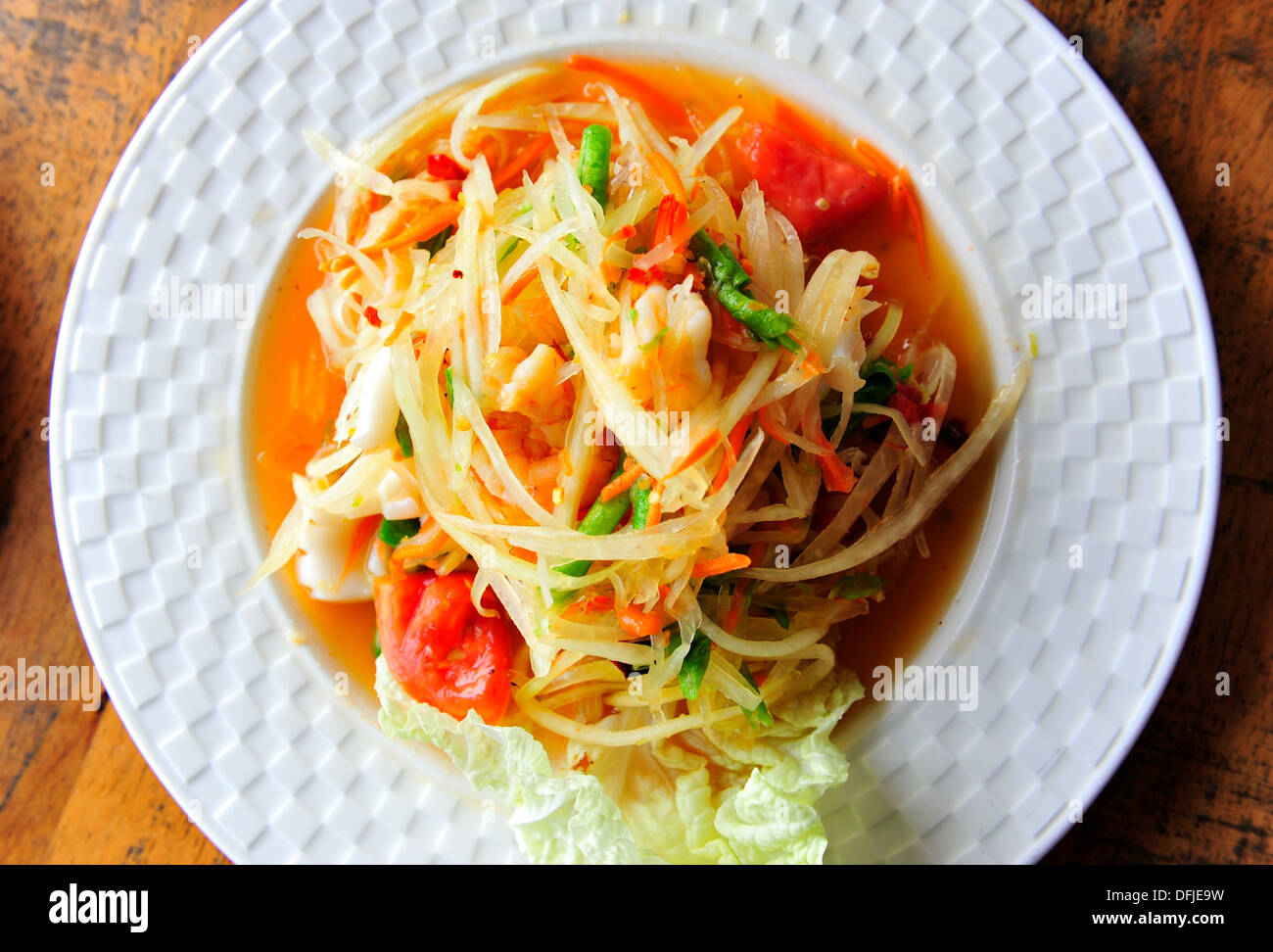Il gusto della Thailandia - tutti i tempi Thai insalata preferiti - Somtam (piccante verde insalata di papaia) Foto Stock