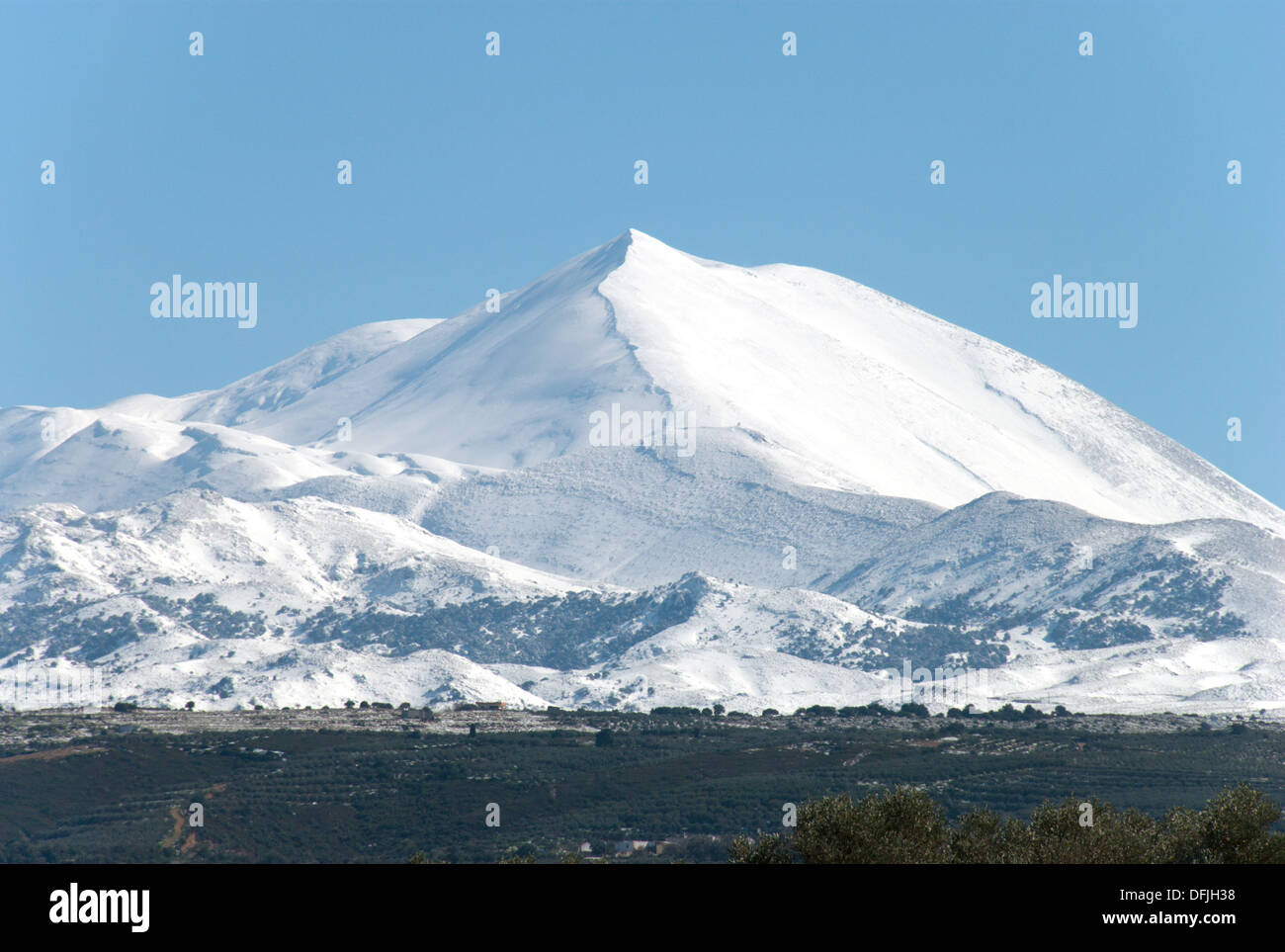 Snow capped monte Ida Creta Grecia Foto Stock