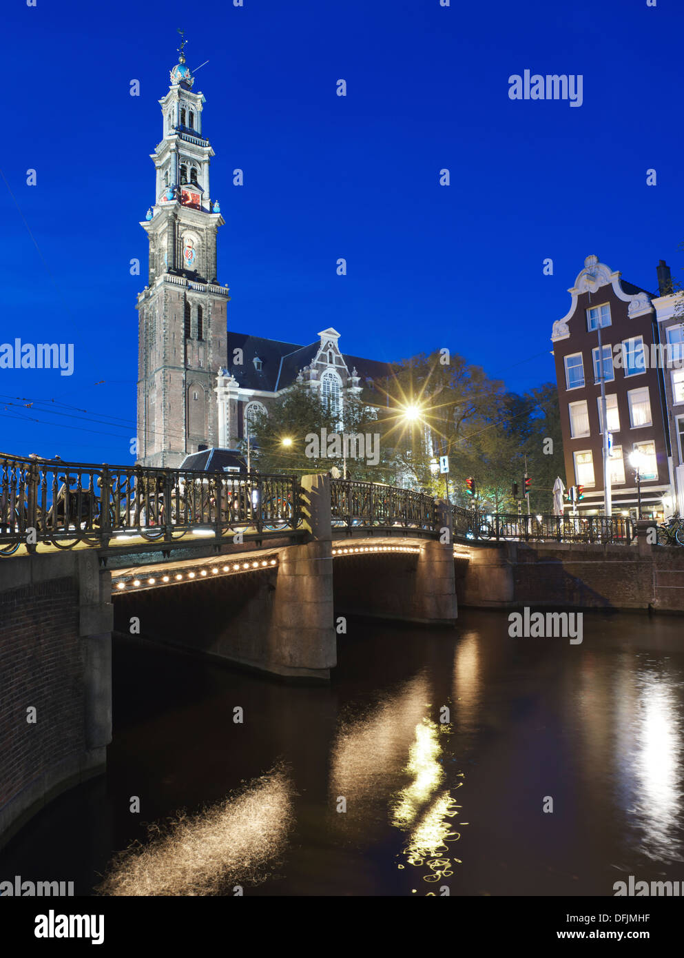 Westerkerk di notte Foto Stock