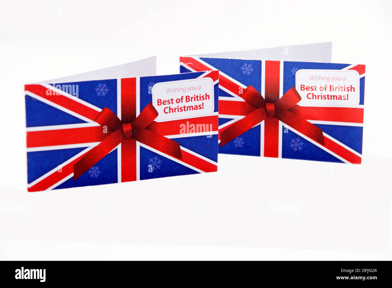 Carte di Natale sul display che desiderano un "Best of British' Natale Foto Stock