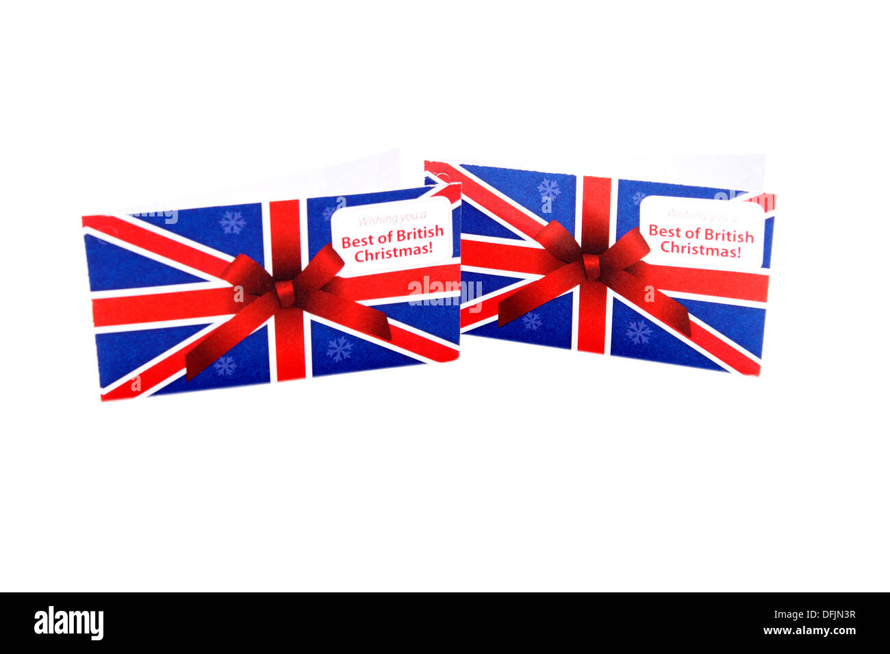 Carte di Natale sul display che desiderano un "Best of British' Natale Foto Stock