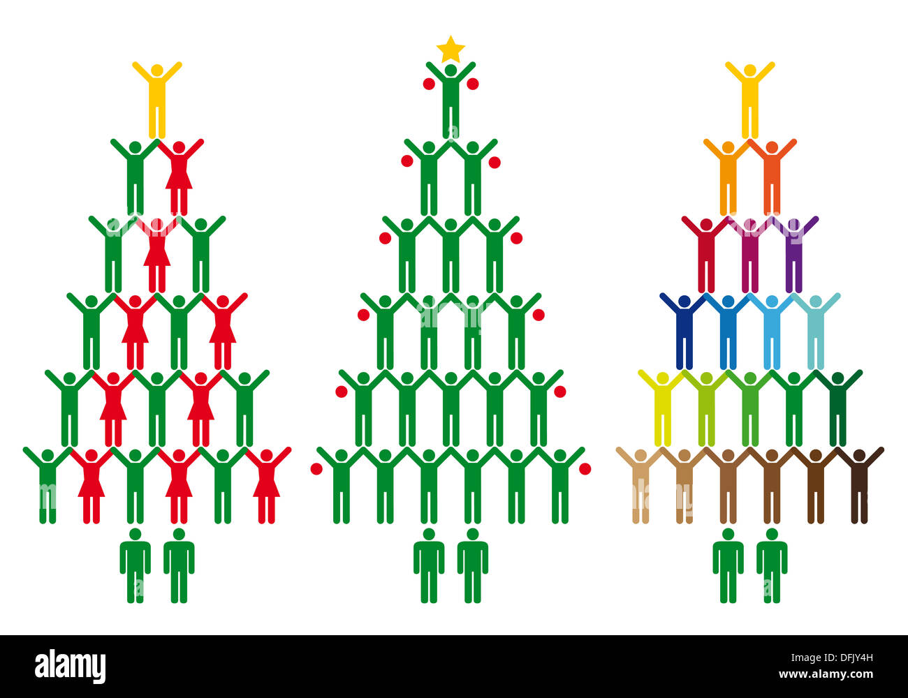 Abstract albero di Natale con coloratissime icone di persone Foto Stock