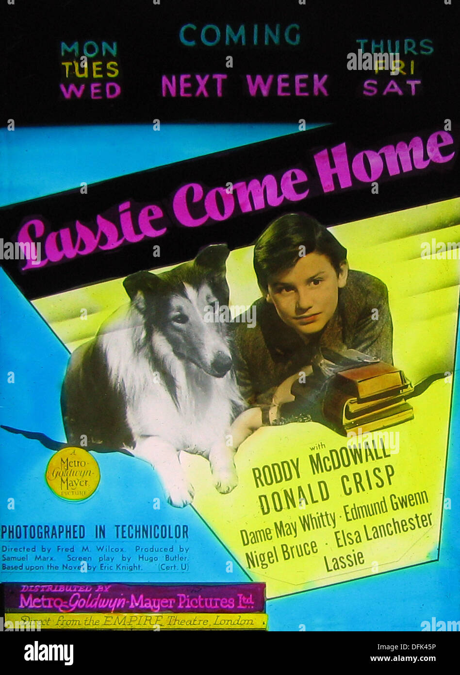 Lassie Come Home cinema diapo da proiezione 1943 Foto Stock