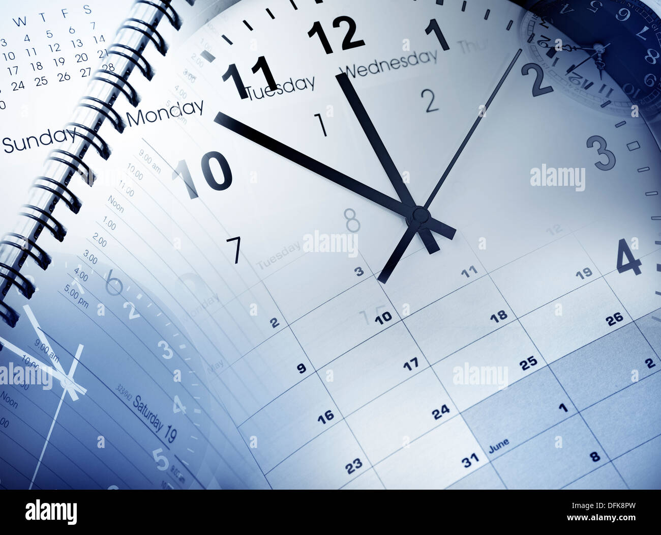 Orologi, calendari e diario Foto Stock