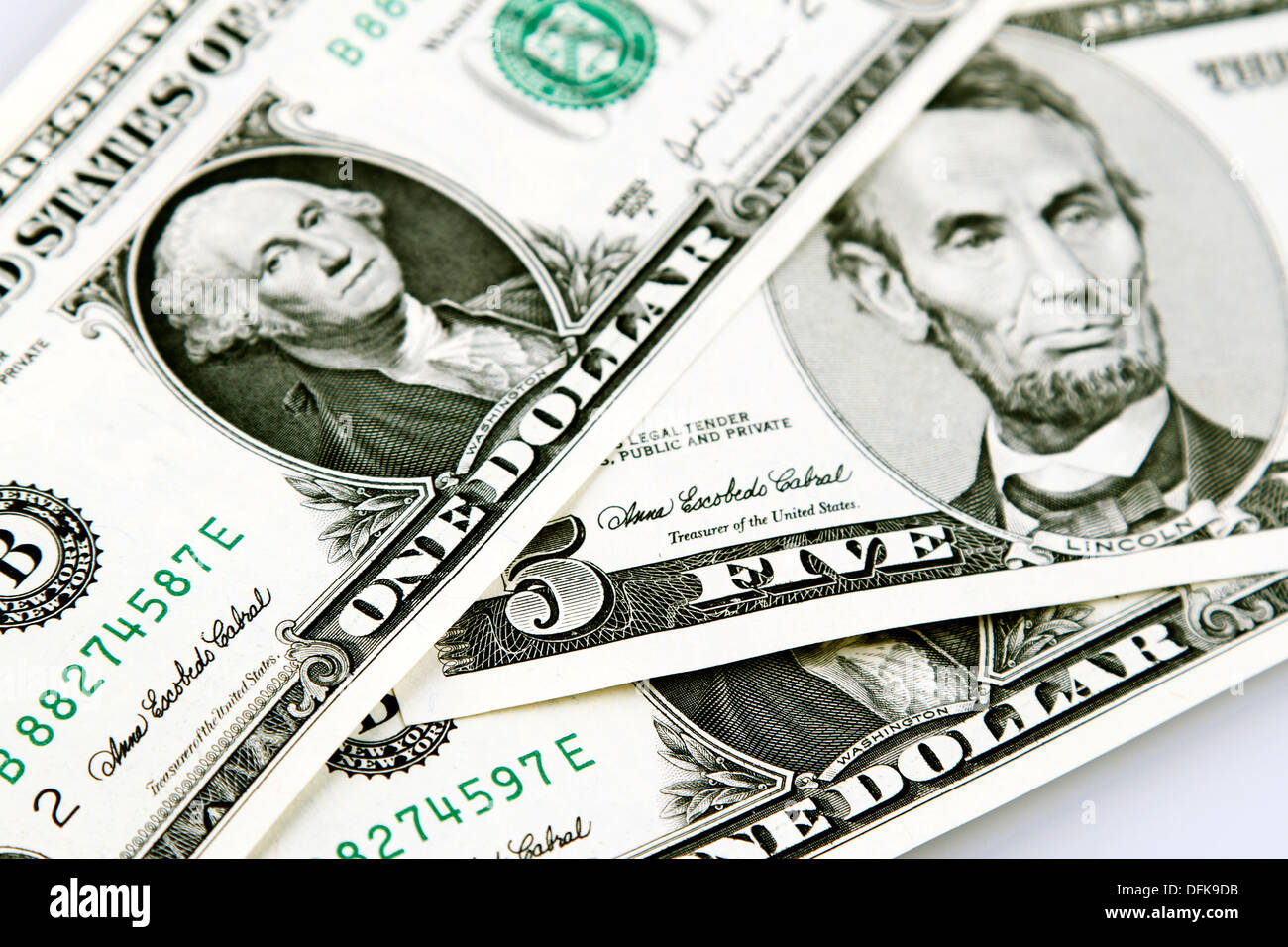 Primo piano della American banconote Foto Stock