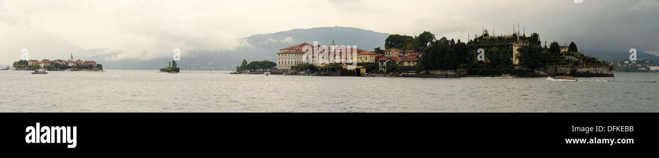 Le isole di Bella e pescatori sul lago Maggiore, Italia Foto Stock