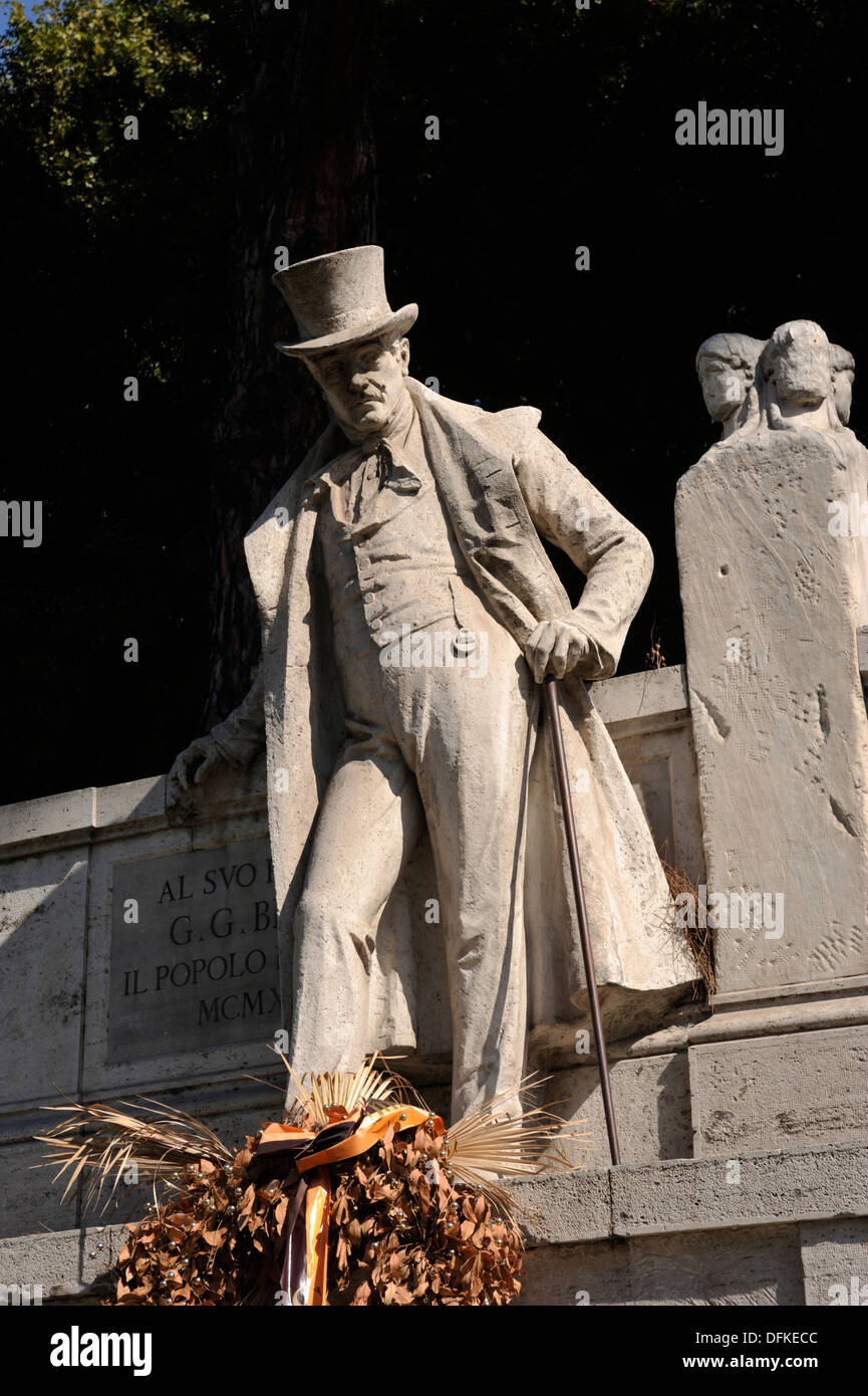 Italia, Roma, Trastevere, statua di Giuseppe Gioachino belli Foto Stock