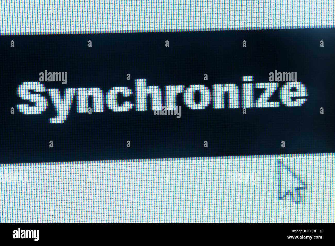 La sincronizzazione di file Word e il cursore sul monitor del computer Foto Stock