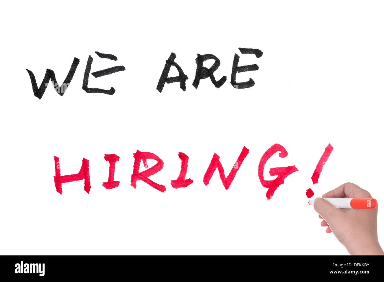 Stiamo assumendo parole scritte sulla lavagna bianca Foto Stock