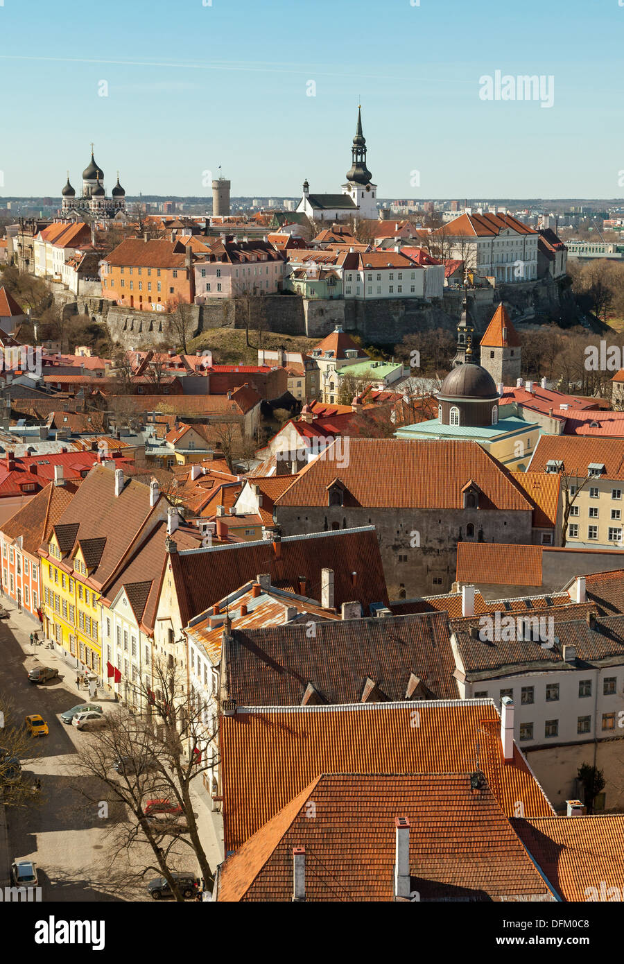 Vista aerea sulla città vecchia di Tallinn, Estonia Foto Stock
