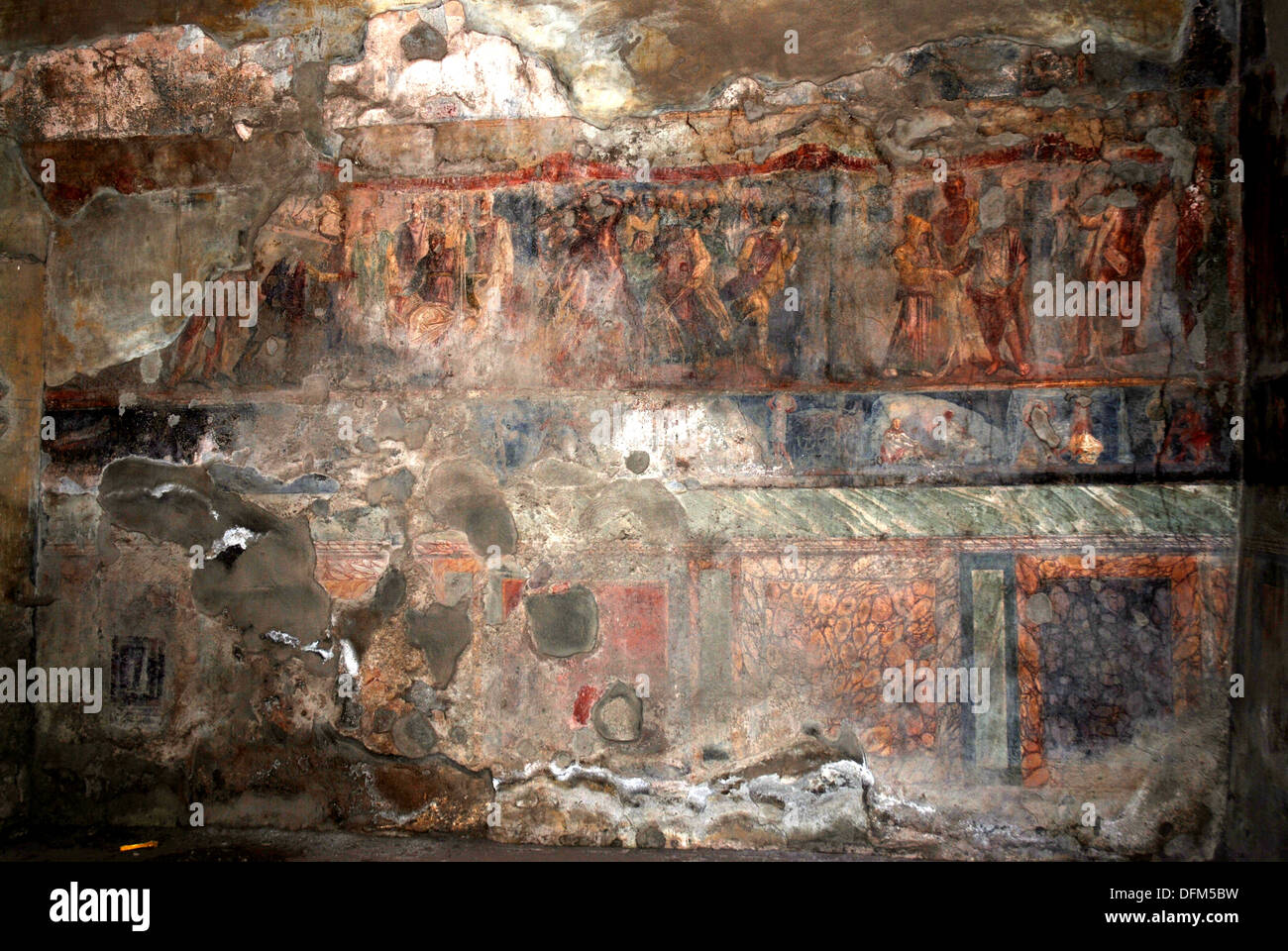 Affresco dipinto nella casa romana a Pompei. Italia Foto Stock